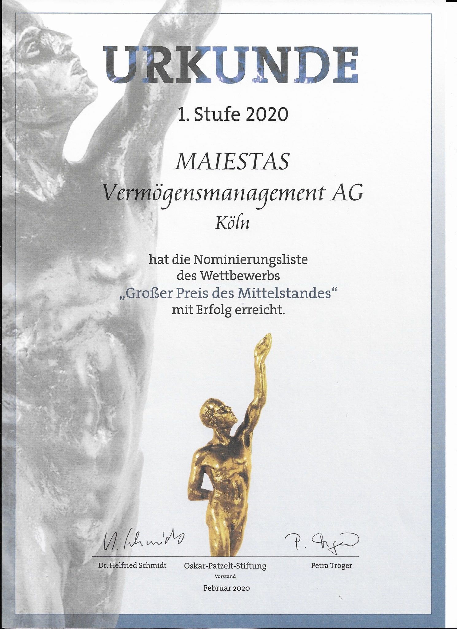 Nominiert für den Großen Preis des Deutschen Mittelstandes 2020