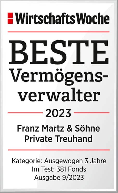 Auszeichnung Wirtschaftswoche "Beste Vermögsensverwalter" 2023