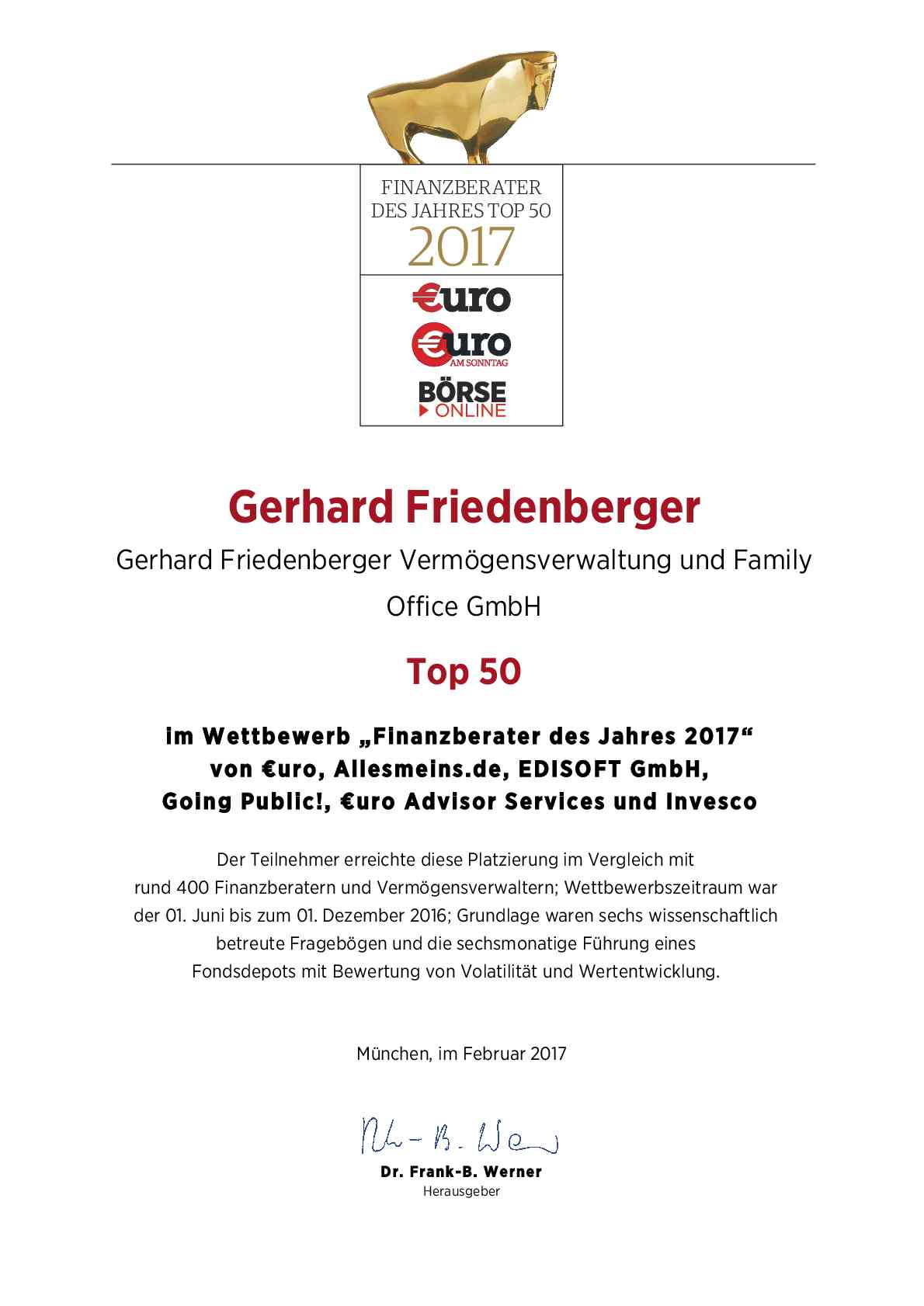 EURO Finanzberater des Jahres Top 10 2017